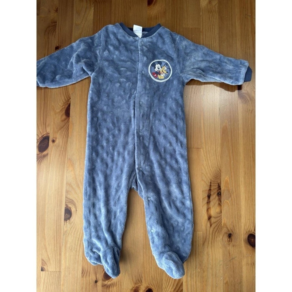 Disney Baby Mickey Mouse Blue Fleece Footie Sleeper Size 6-9 Months